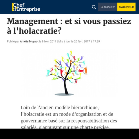 Management en Holacratie par Chef d'entreprise Magazine