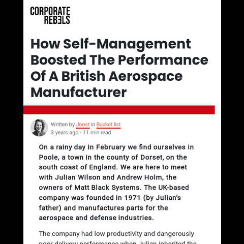 Comment l'autogestion a boosté la performance d'un fabricant anglais de l'aérospatial ?