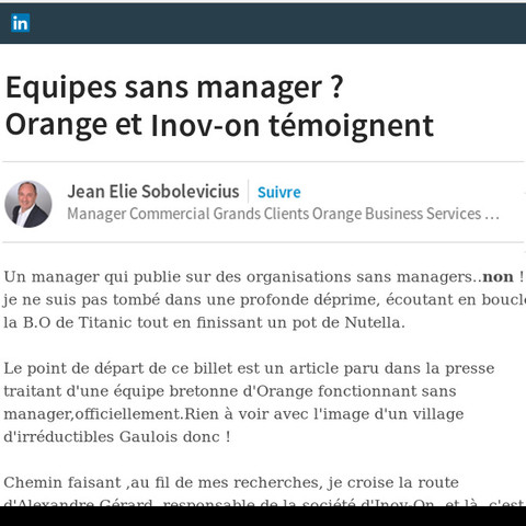 Orange et InovOn : des équipes sans manager