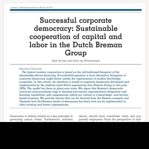 Succès d'une entreprise démocratique : le cas Breman Group